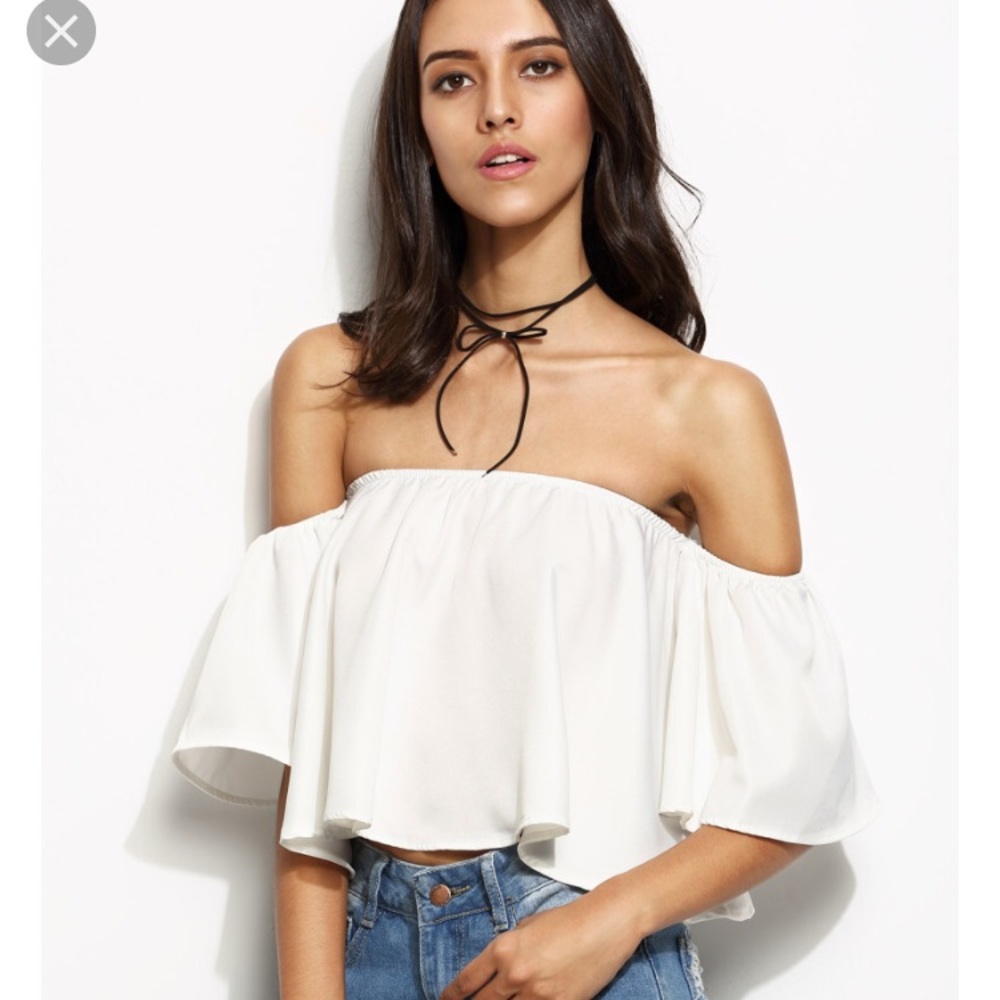Romwe white off the shoulder top